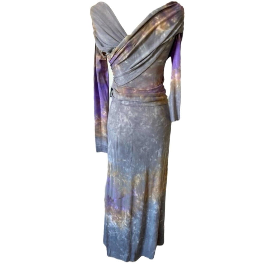 ZARA Set Tie Dye Knit Midi Skirt Size L And Top Size M